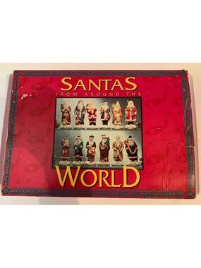 Santas From Around the World Dated Porcelain Bisque Figurine Set in Box